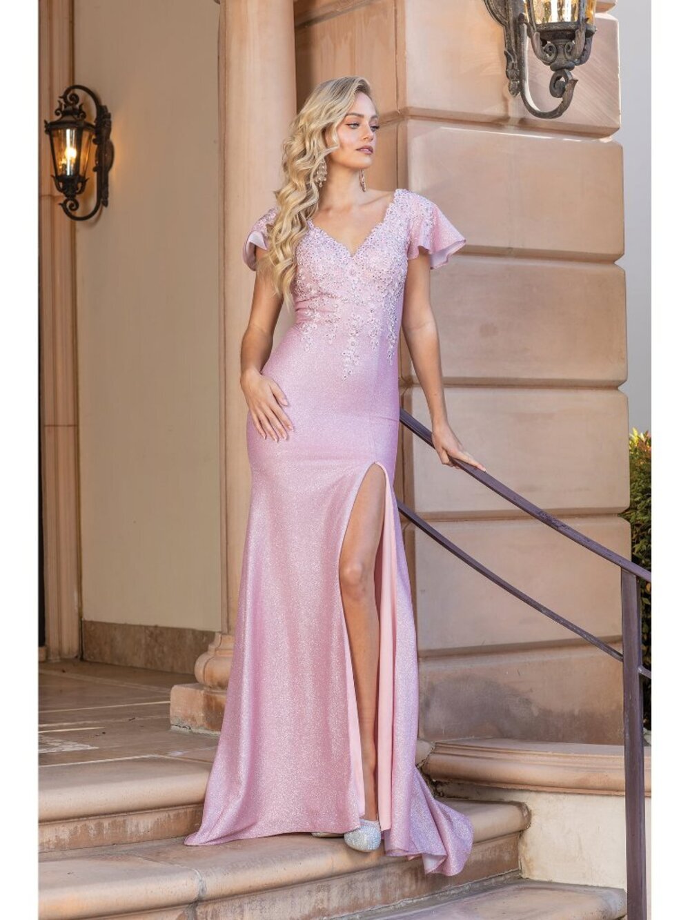 NEW ROSE-GOLD Evening Gown Floor Length Formal Elegant Stunning 4330